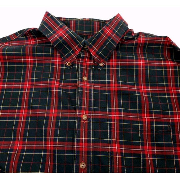 Brooks Brothers Shirt Mens 2XL Red Black Plaid 346 Button Down Non-Iron Cotton - Picture 1 of 15